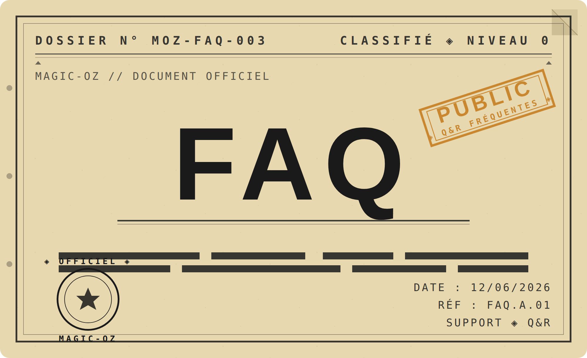 lien vers la page faq magic-oz
